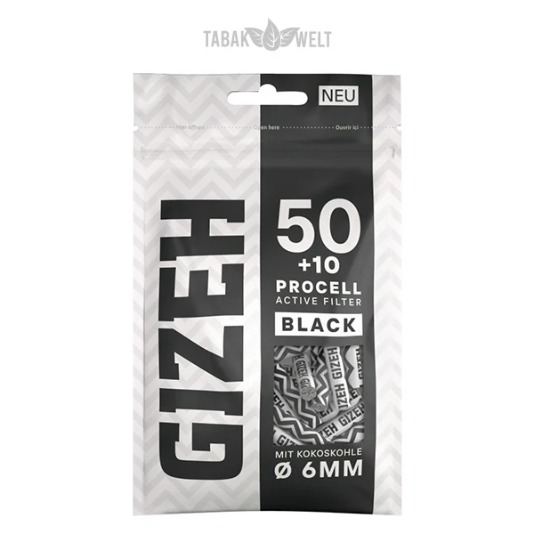 Gizeh Black Aktivkohlefilter Procell Active Filter Beutel 60 x 6 mm